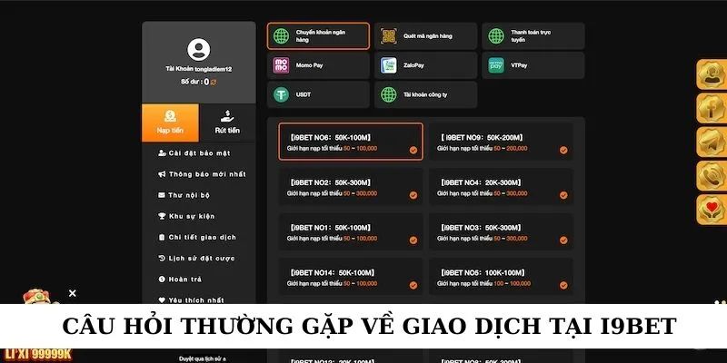 FAQ và tư vấn về thao tác rút tiền i9BET